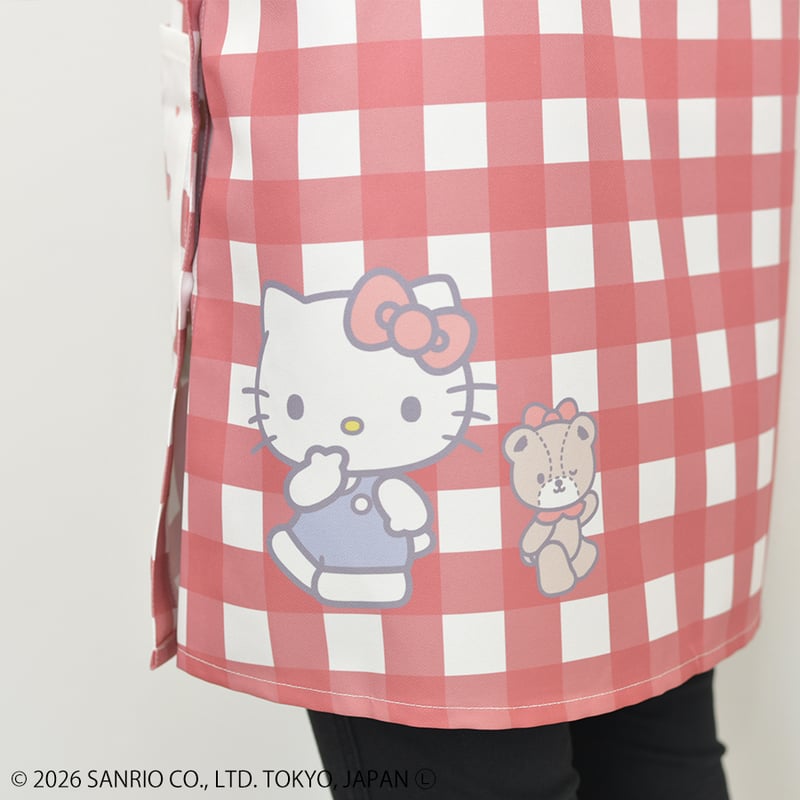 2026春夏新作 保育士エプロン ハローキティ 41289 レッド サイドボタン