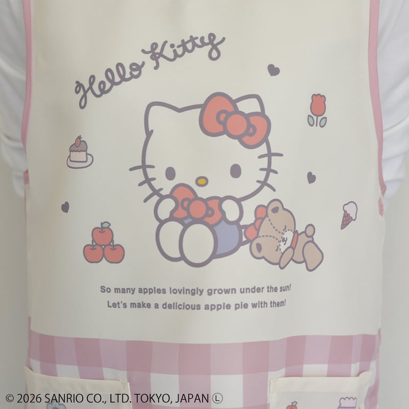 2026春夏新作 保育士エプロン ハローキティ 41289 ピンク サイドボタン
