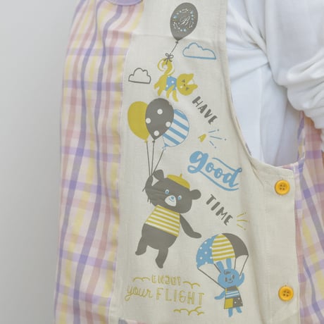 2025春夏新作 K-18840 ピンク M-L 保育士エプロン サイドボタン
