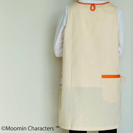ムーミンエプロン カラフルドット ベージュ かぶりタイプ
