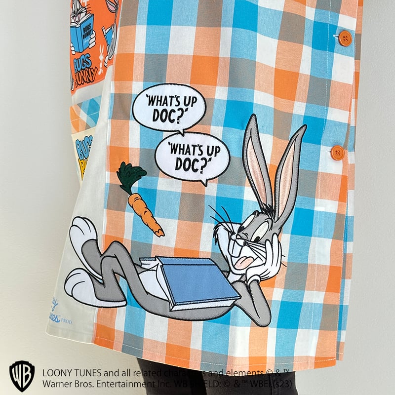 2023春夏新作 保育士エプロン バックスバニー うさぎエプロン | 保育士