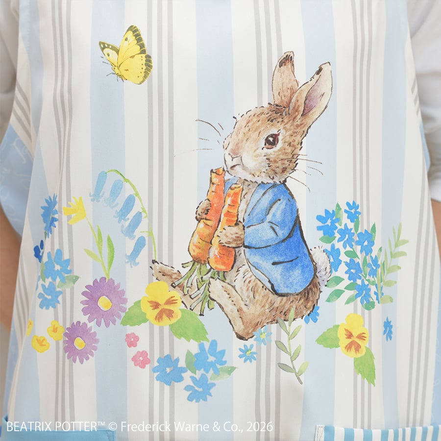 2026春夏新作 保育士エプロン ピーターラビット ブルー ST-CNPR0004