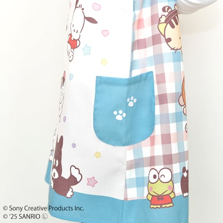 2026春夏新作 保育士エプロン タマアンドフレンズ×サンリオキャラクターズ TFA44106-52 背中ボタン