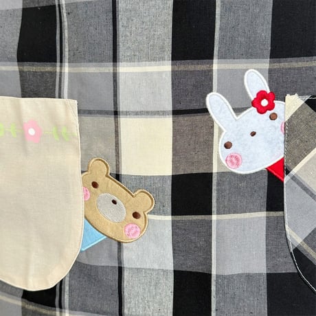 【おてんばママ】 ミニガーデンキッチン グレー M-L 保育士エプロン
