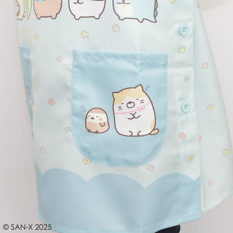 チコちゃん　エプロン イエローとミントグリーン ショート丈】 2025秋冬新作 保育士エプロン すみっコぐらし