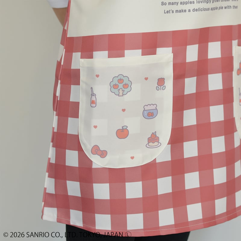2026春夏新作 保育士エプロン ハローキティ 41289 レッド サイドボタン