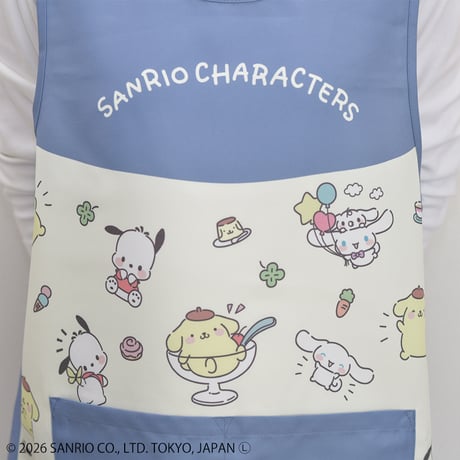 2026春夏新作 保育士エプロン サンリオキャラクターズ 42381 ブルー サイドボタン
