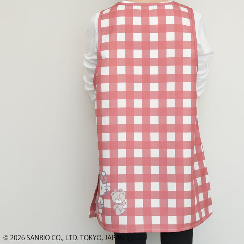 2026春夏新作 保育士エプロン ハローキティ 41289 レッド サイドボタン
