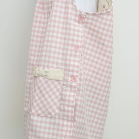 2026春夏新作 保育士エプロン おてんばママ ハートうさこプリーツキッチン ピンク WA-7022 サイドボタン