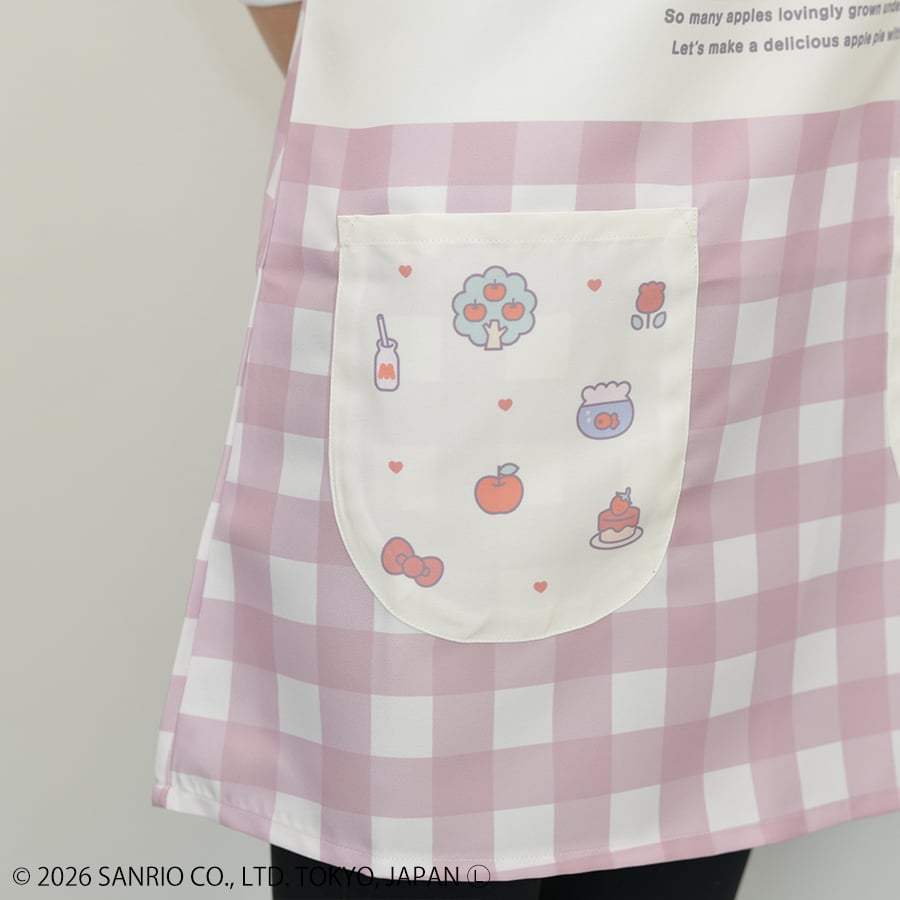 2026春夏新作 保育士エプロン ハローキティ 41289 ピンク サイドボタン