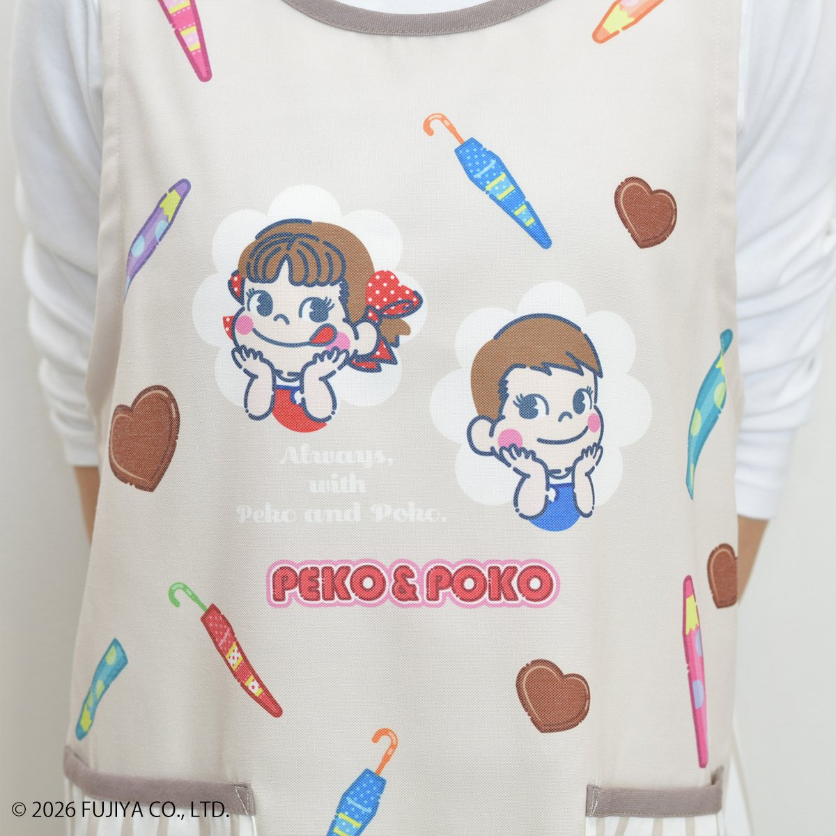 2026春夏新作 保育士エプロン ペコちゃん PEKO&POKO サイドボタン 2026春夏新作 保育士エプロン ペコちゃん PEKO&POKO サイドボタン