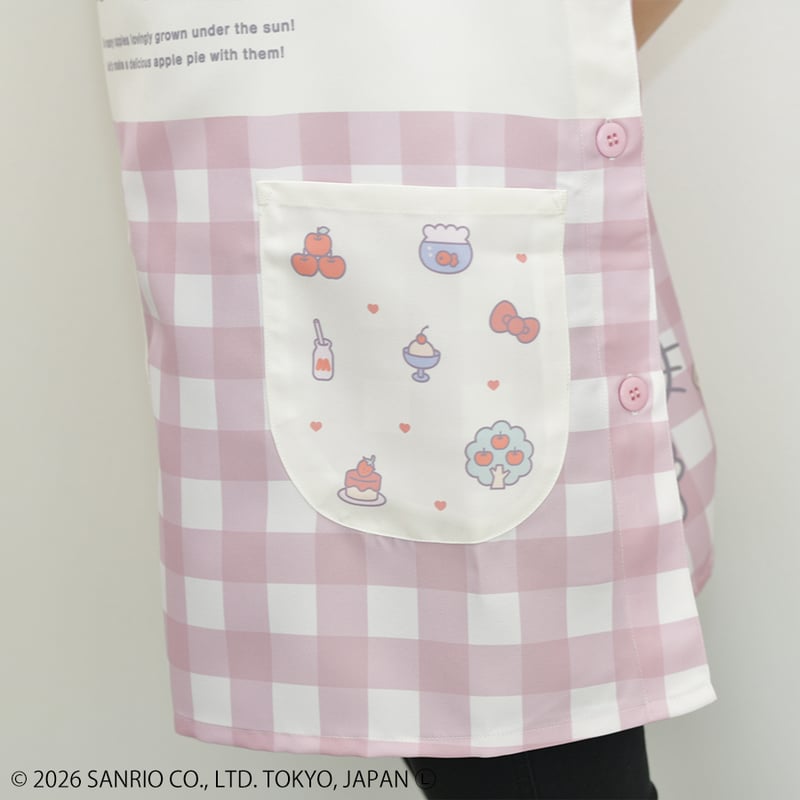 2026春夏新作 保育士エプロン ハローキティ 41289 ピンク サイドボタン