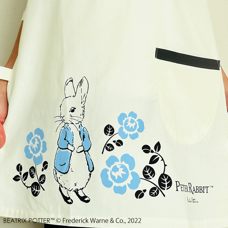 ピーターラビットエプロン romantic japan アイボリー サイドボタン
