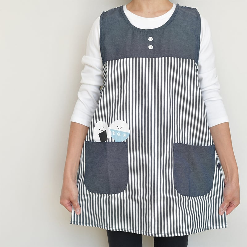 2025秋冬新作 保育士エプロン WA-32 ストライプ サイドボタン | 保育士