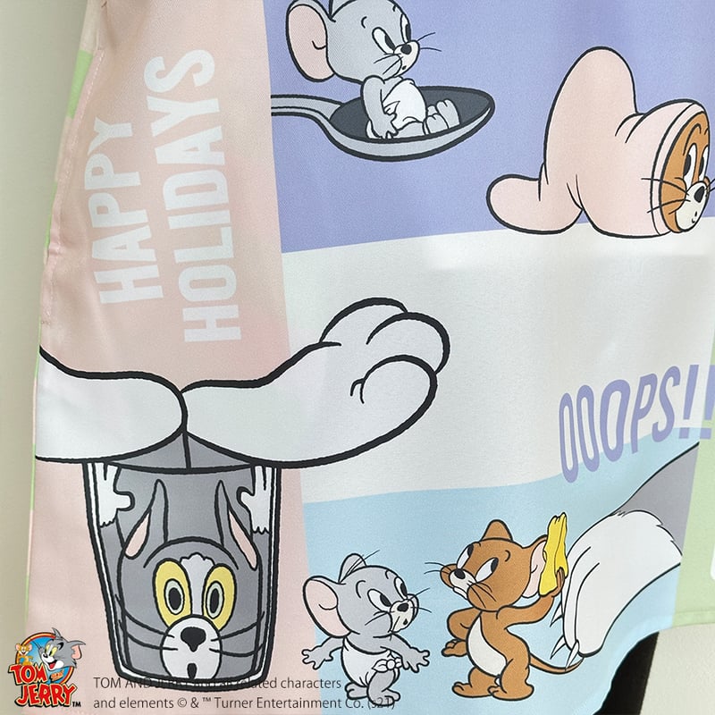 2023春夏新作 保育士エプロン トムとジェリー カラーブロックエプロン