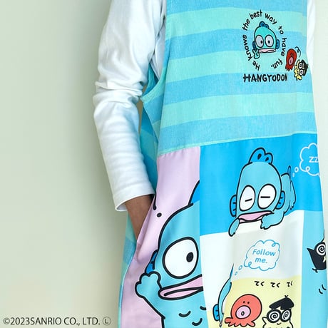 2023春夏新作 保育士エプロン ハンギョドン サンリオ カラーブロックエプロン