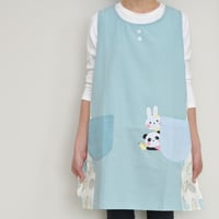 2024新作 【おてんばママ】フルーツキッチン（ブルー） M-L 保育士エプロン