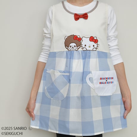 2025春夏新作 保育士エプロン モンチッチ✕ハローキティ MA43962-51 M-L サイドボタン