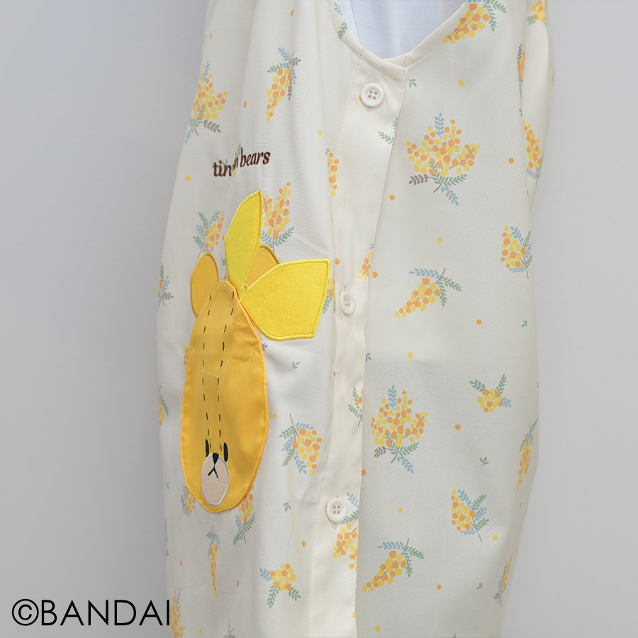 イエロー保育士エプロン 花柄 くまのキャラクター イエロー保育士エプロン 花柄 くまのキャラクター イエロー保育士