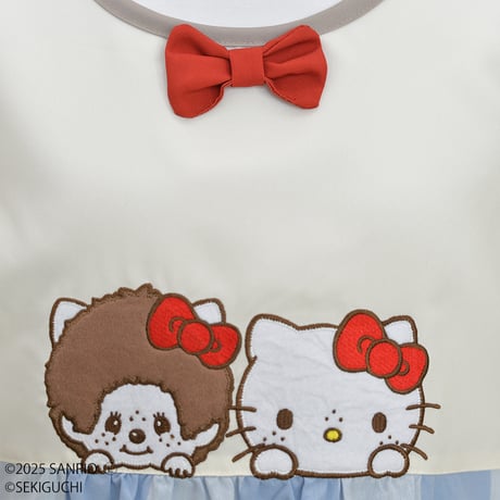 2025春夏新作 保育士エプロン モンチッチ✕ハローキティ MA43962-51 M-L サイドボタン