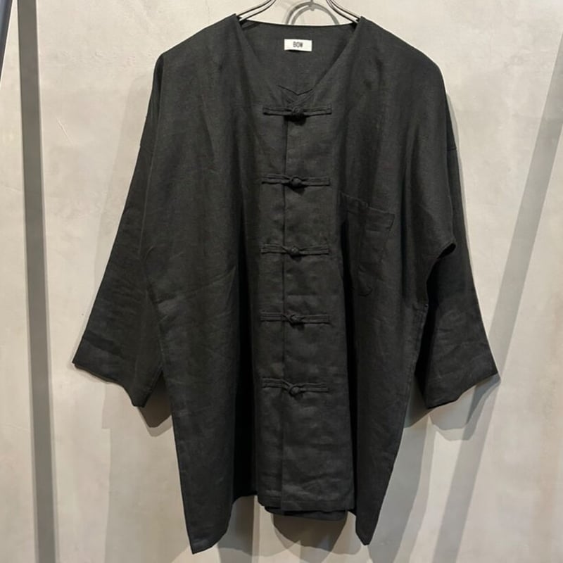 KAPITAL リネンシャツ ブラック【ほぼ新品】 オリジナルボタニカルプリント開襟シャツ｜メンズファッション