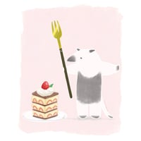 【無料配布】【スマホ壁紙】威嚇するように見せかけてミルフィーユを食べようとしているアリクイのイラスト