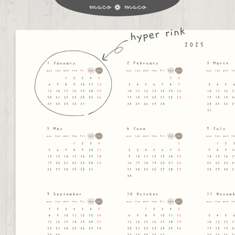 【2025年デジタルプランナー】【月曜始まり 祝日表記なし】"ウサギガール" リンク付きPDF（monthly＆weekly＋ノート＋ステッカーセット）ipad goodnotes