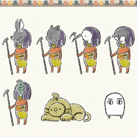 【イラスト素材】【デジタル手帳素材】古代エジプトっぽいイラストデジタルステッカー