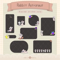 【デジタル手帳素材】ウサギの宇宙飛行士ふせん