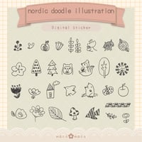 【デジタル手帳素材】北欧風イラストスタンプ