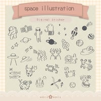 【デジタル手帳素材】宇宙イラストスタンプ