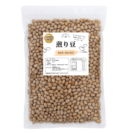 煎り豆 1ｋｇ入り (500ｇ入り×2袋) チャック付き 北海道産大豆使用 ( 栄養補給 / 調理不要 ) 筋トレ おやつに最適 ( 煎り豆ごはん / ヨーグルト ) 国産 炒り豆