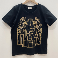 アールデコビルプリントTシャツ（black)Mサイズ　SALE　migh-T