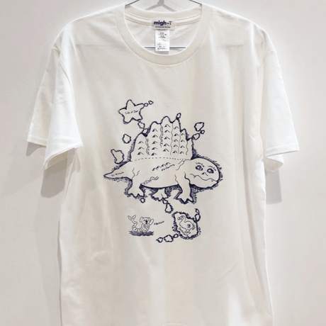 ディメトロドン大陸のTシャツ(white)Lサイズ SALE　migh-T