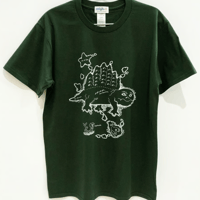 ディメトロドン大陸のTシャツ (dark green)Sサイズ SALE　migh-T