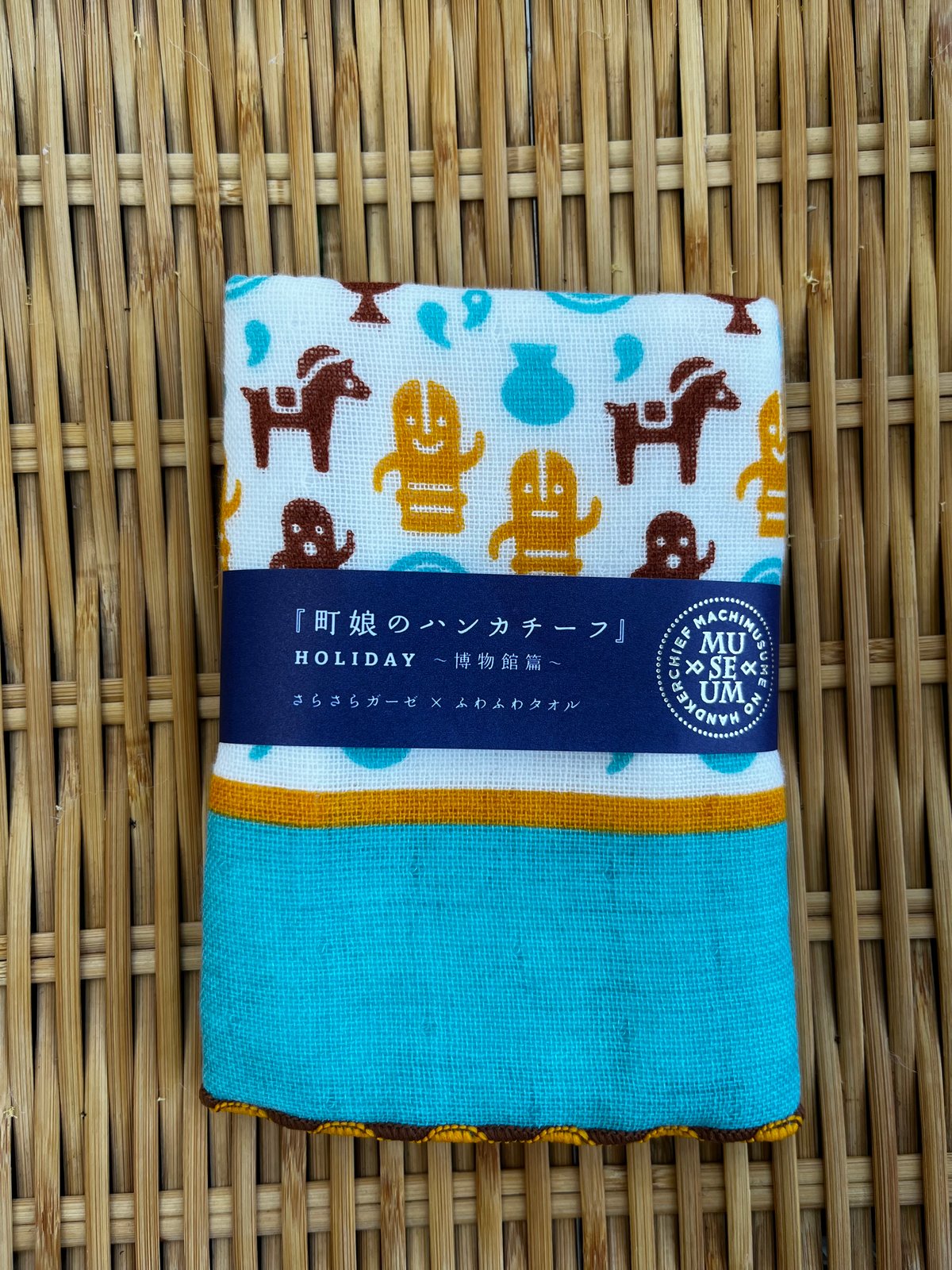 さらさらガーゼ×ふわふわタオル はにわ 町娘のハンカチーフ | まま