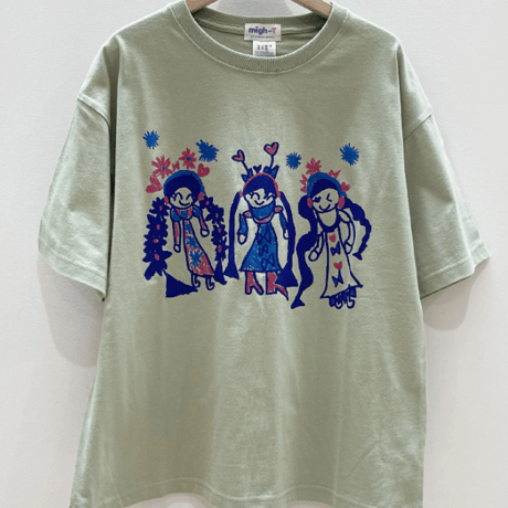 トリオ半袖オーバーサイズTシャツ (sage green)Mサイズ　migh-T