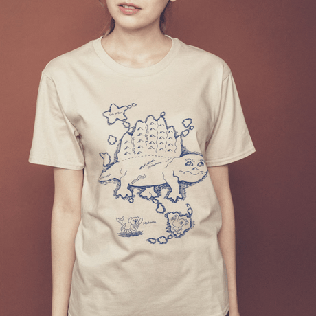 ディメトロドン大陸のTシャツ(blue)Lサイズ SALE　migh-T