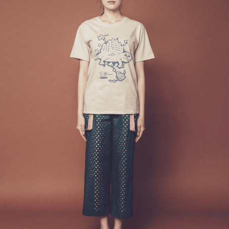 ディメトロドン大陸のTシャツ(blue)Lサイズ SALE　migh-T