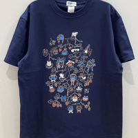 Cat Family Tree 半袖Tシャツ (navy)Lサイズ　migh-T