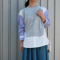 レイヤード風異素材MIXプルオーバー