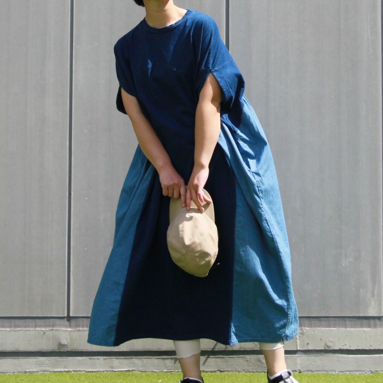 インディゴ染めデニムドッキングワンピース | Blue rough STORE