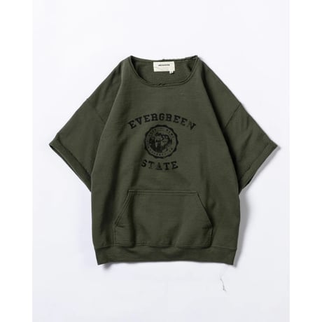 "ANACHRONORM" / AN285 COLLEGE CUT-OFF S/S SWEAT OLIVE