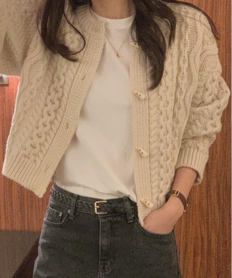 VERVEINE】Yuni duffle cable cardigan (3color) |