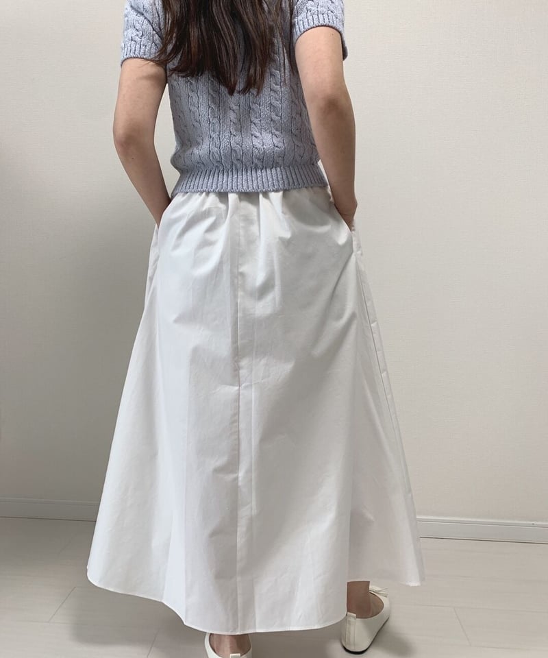 【値下げ】eneu Audrey Flare Skirt ベージュ フリーサイズ MADE' jacquard tuck flare skirt / white | ENEU