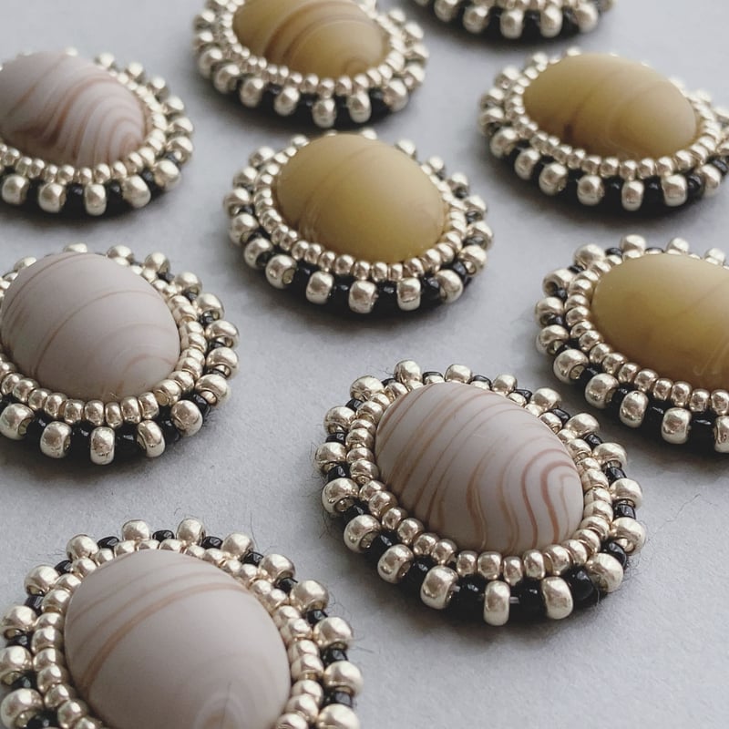 ビーズ刺繍カボション オーダーページ 2ヶ】カボション ビーズ刺繍 オリジナルパーツ アンティーク | a.m.h.