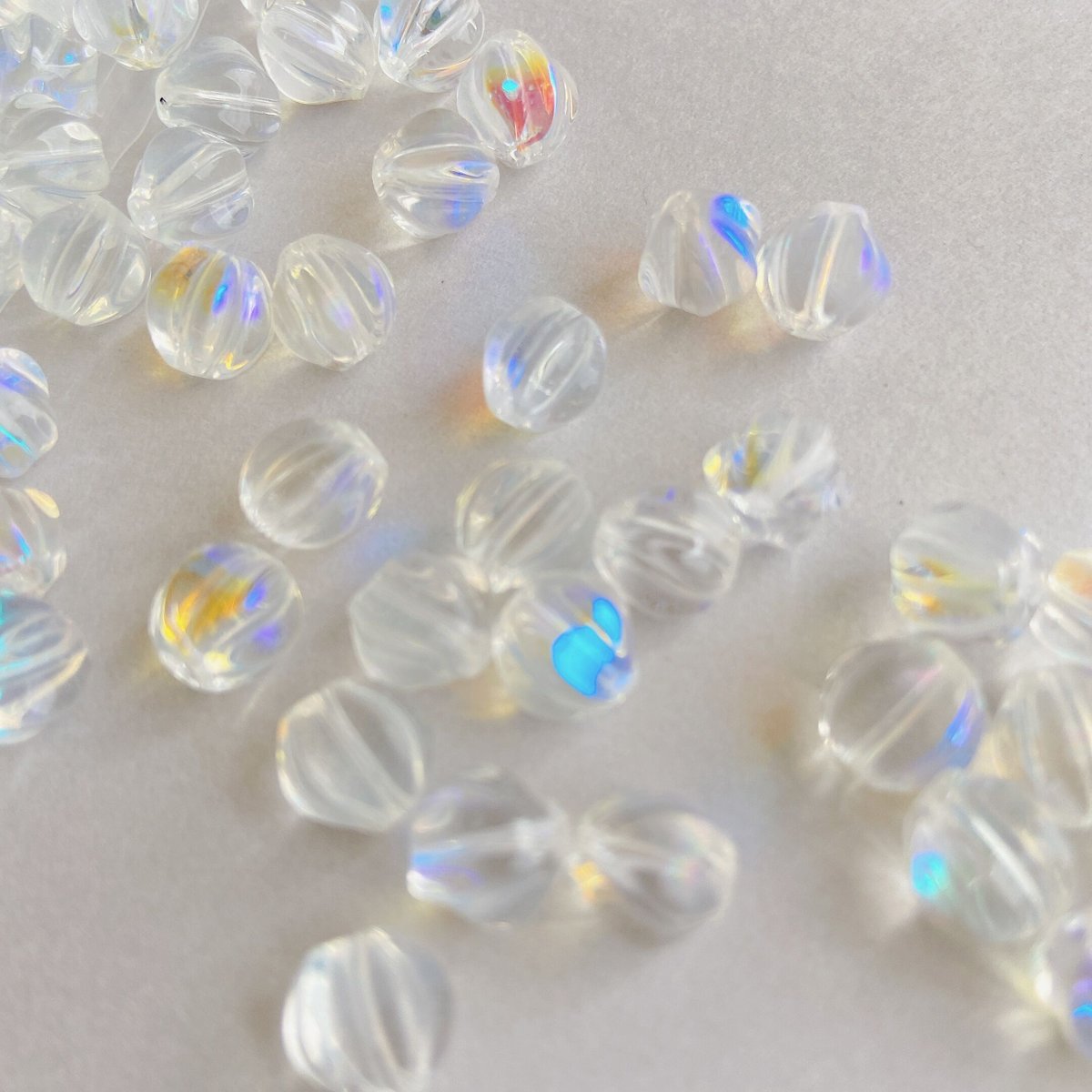 20ヶ】ビーズ クリア ガラス 瑠璃 メロンビーズ | a.m.h. parts