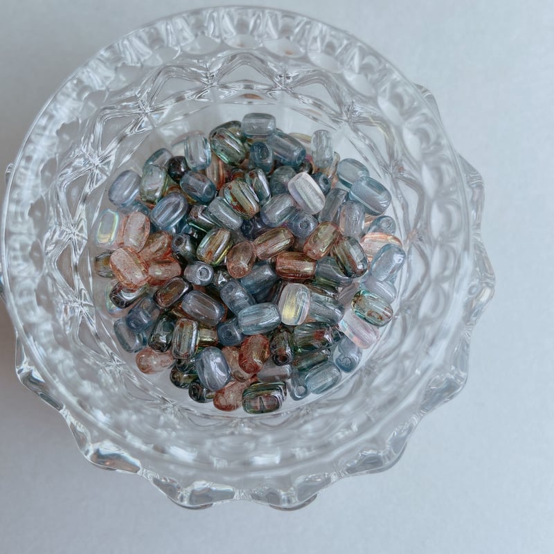 40ヶ】チェコビーズ ガラス バレル 虹メッキ 小粒 | a.m.h. parts