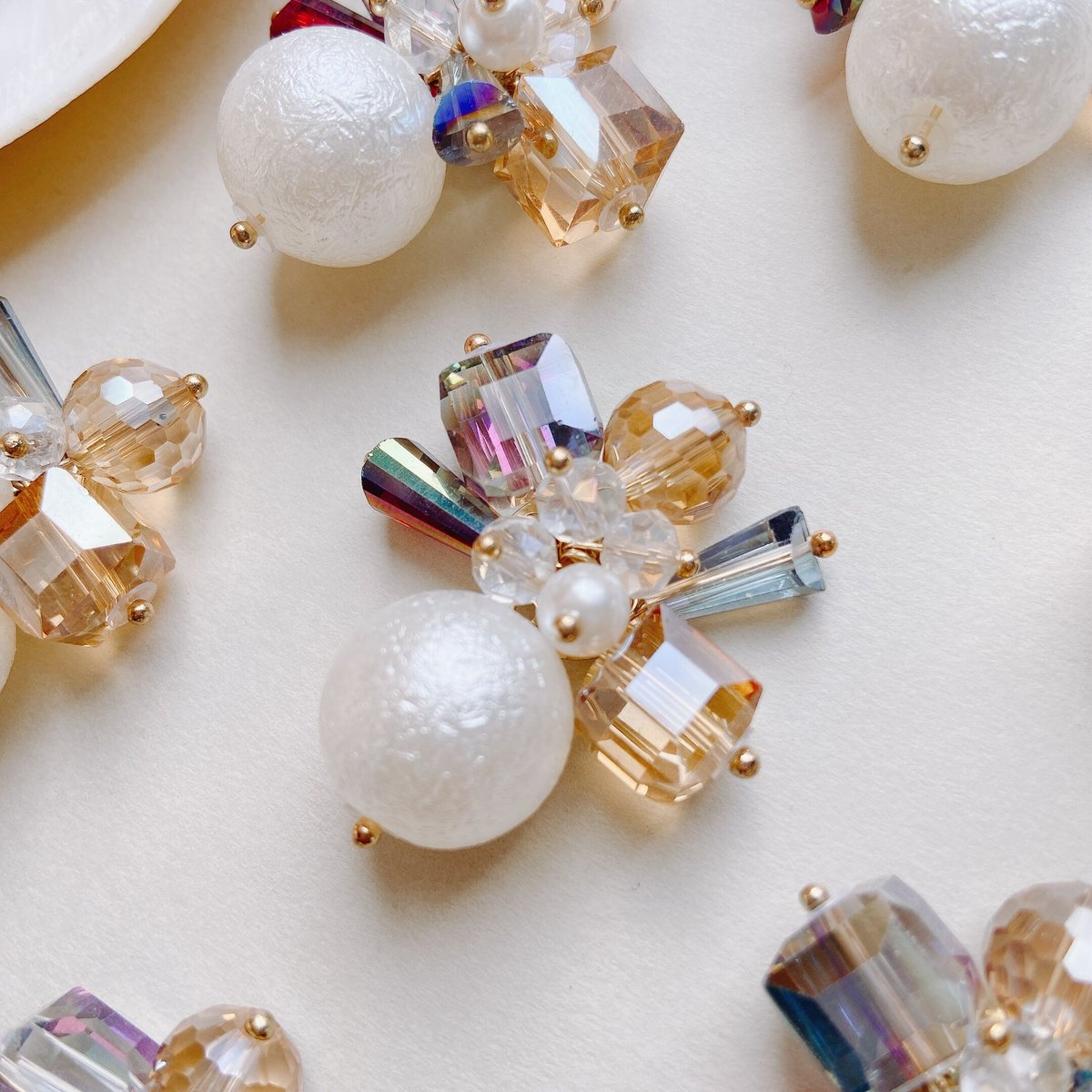 ビーズ刺繍カボション☆パール×チュールリボン｜楽天市場】ビジュー