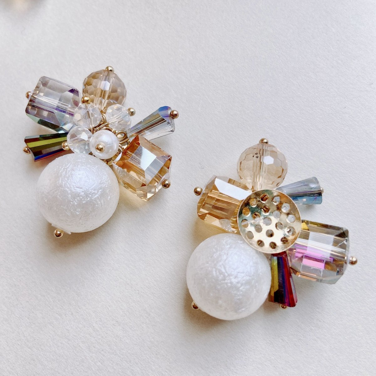 2ヶ】 カボション 貼り付け ビーズ パール シャワー金具 大ぶり  